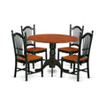 East West Furniture DLDO5-BCH-W Dublin 5 Piece Modern Set Includes a Round Wooden Table with Dropleaf and 4 Kitchen Dining Chairs, 42x42 Inch, Black & Cherry
