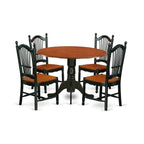 East West Furniture DLDO5-BCH-W Dublin 5 Piece Modern Set Includes a Round Wooden Table with Dropleaf and 4 Kitchen Dining Chairs, 42x42 Inch, Black & Cherry