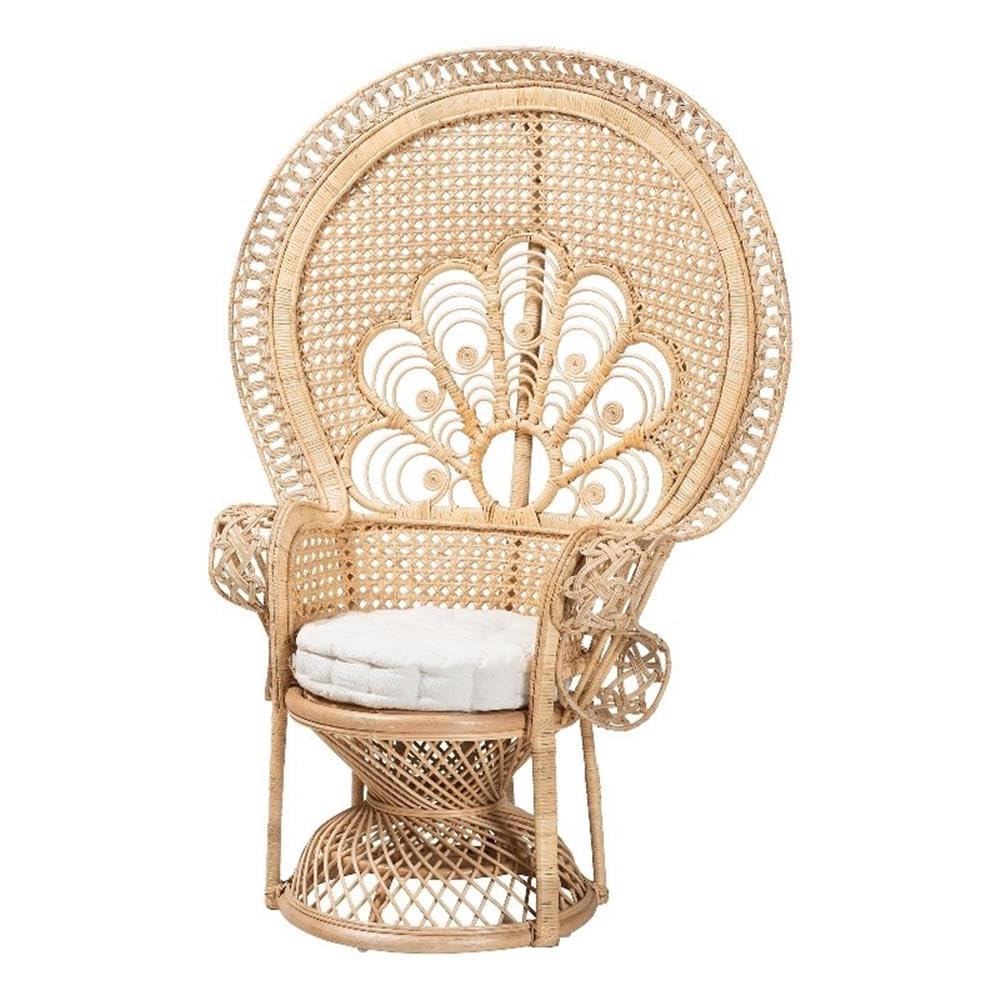 Baxton Studio Ediva Modern Bohemian Natural Brown Rattan Peacock Accent Chair