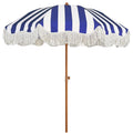 AMMSUN Boho Fringe Umbrella Outdoor Patio, 6.5ft UPF50+ Picnic Umbrella with Tassels with Steel Pole and Push Button Tilt, Navy 
