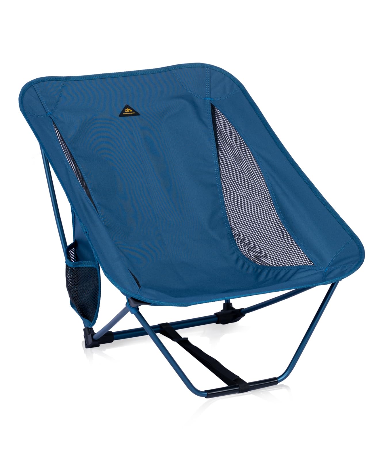 iClimb Low Ultralight Compact Camping Folding Chair with Side Pocket and Carry Bag (Blue)