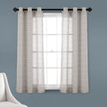Lush Decor Farmhouse Textured Grommet Sheer Window Curtain Panel Pair, 38'W X 63'L, Gray
