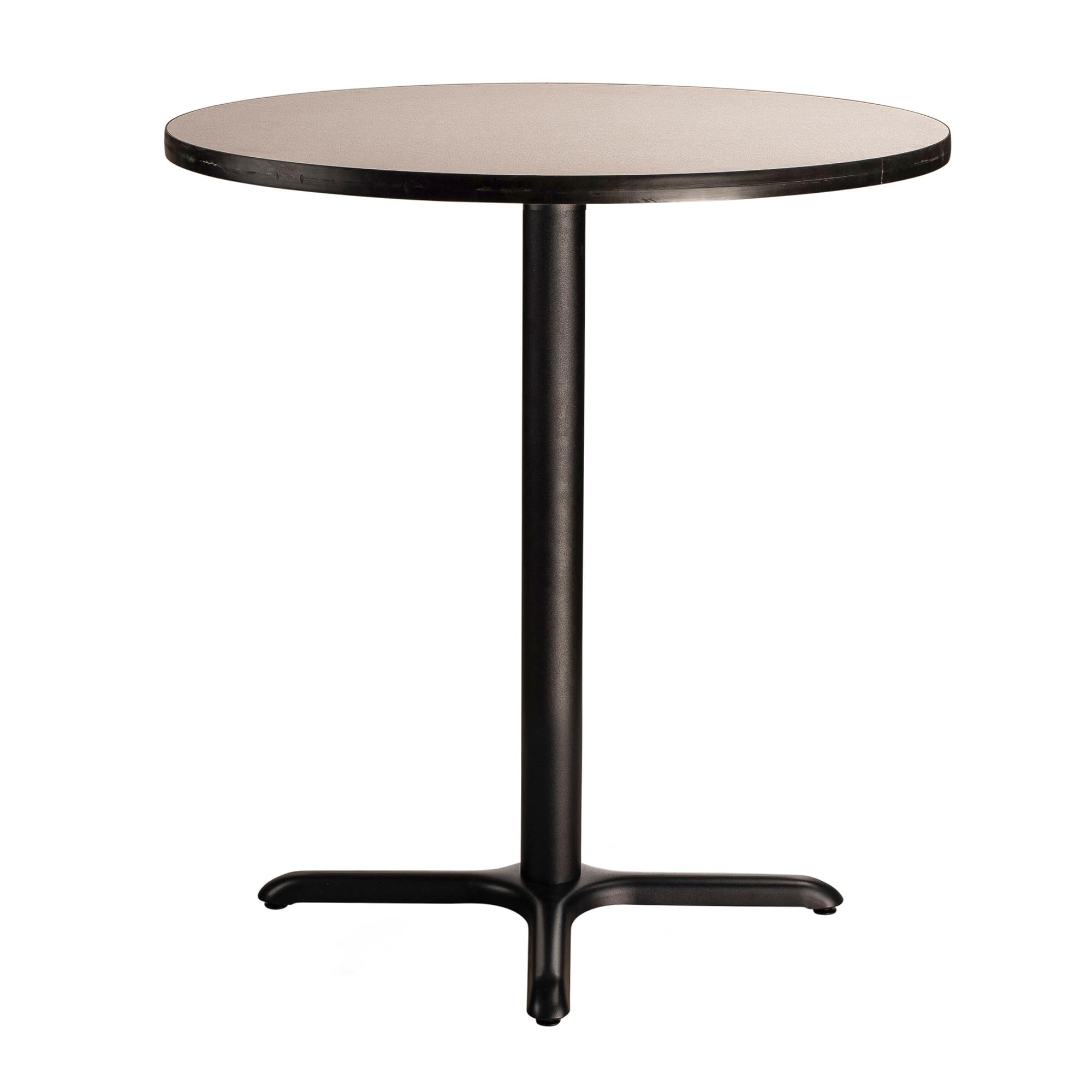 National Public Seating Nps 36&Quot; Round Cafe Table With X Base, 36&Quot; Height, Particleboard Core/T-Mold, Grey Nebula Top, Black Frame