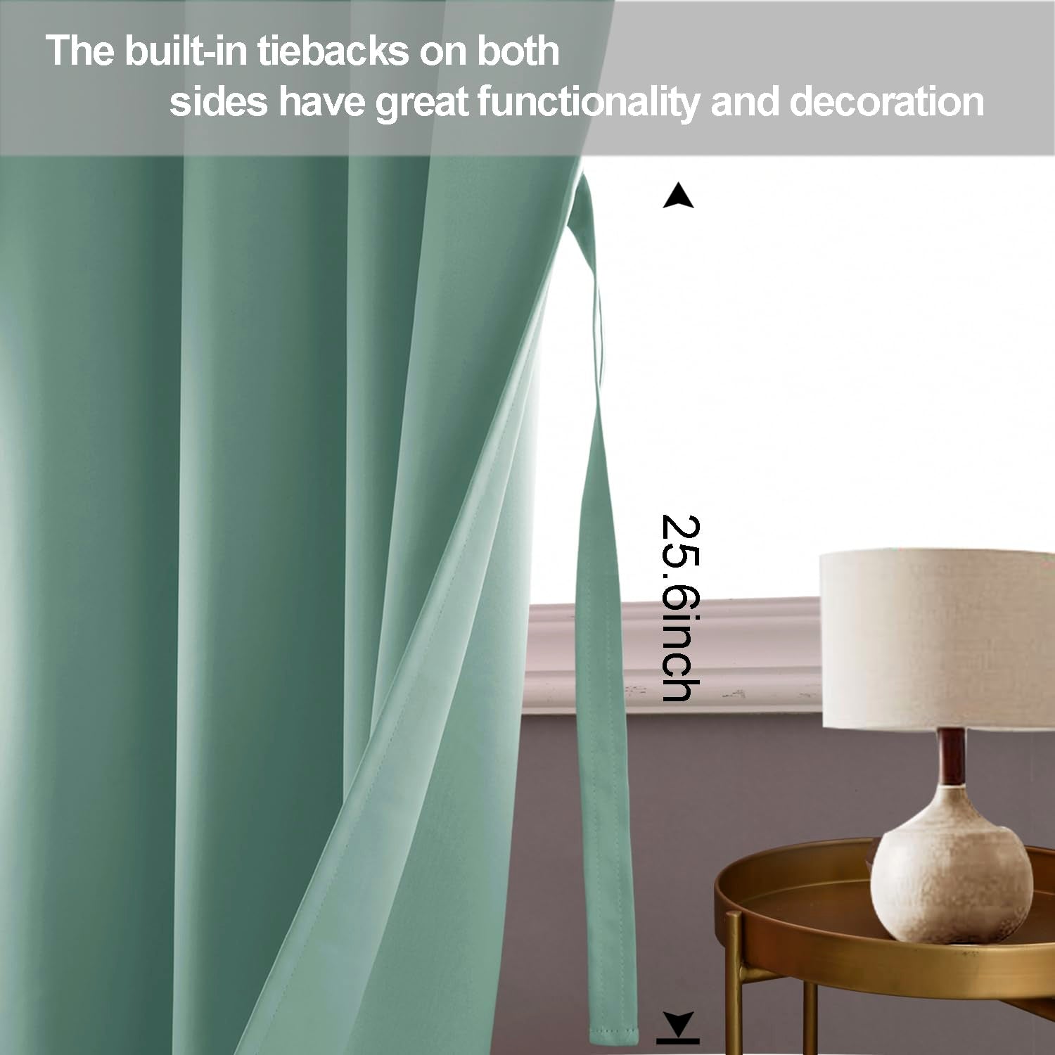 Jiuzhen Light Sage Blackout Curtains With Tiebacks Thermal Insulated, Light Blocking And Noise Reducing Grommet Curtains For And Living Room, Set Of 2 Window Curtain Panels, 42 X 72 Inch Length