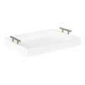 Kate and Laurel Lipton Modern Rectangular Tray, 16.5 x 12.25, White and Silver, Decorative Accent Tray for Storage and Display
