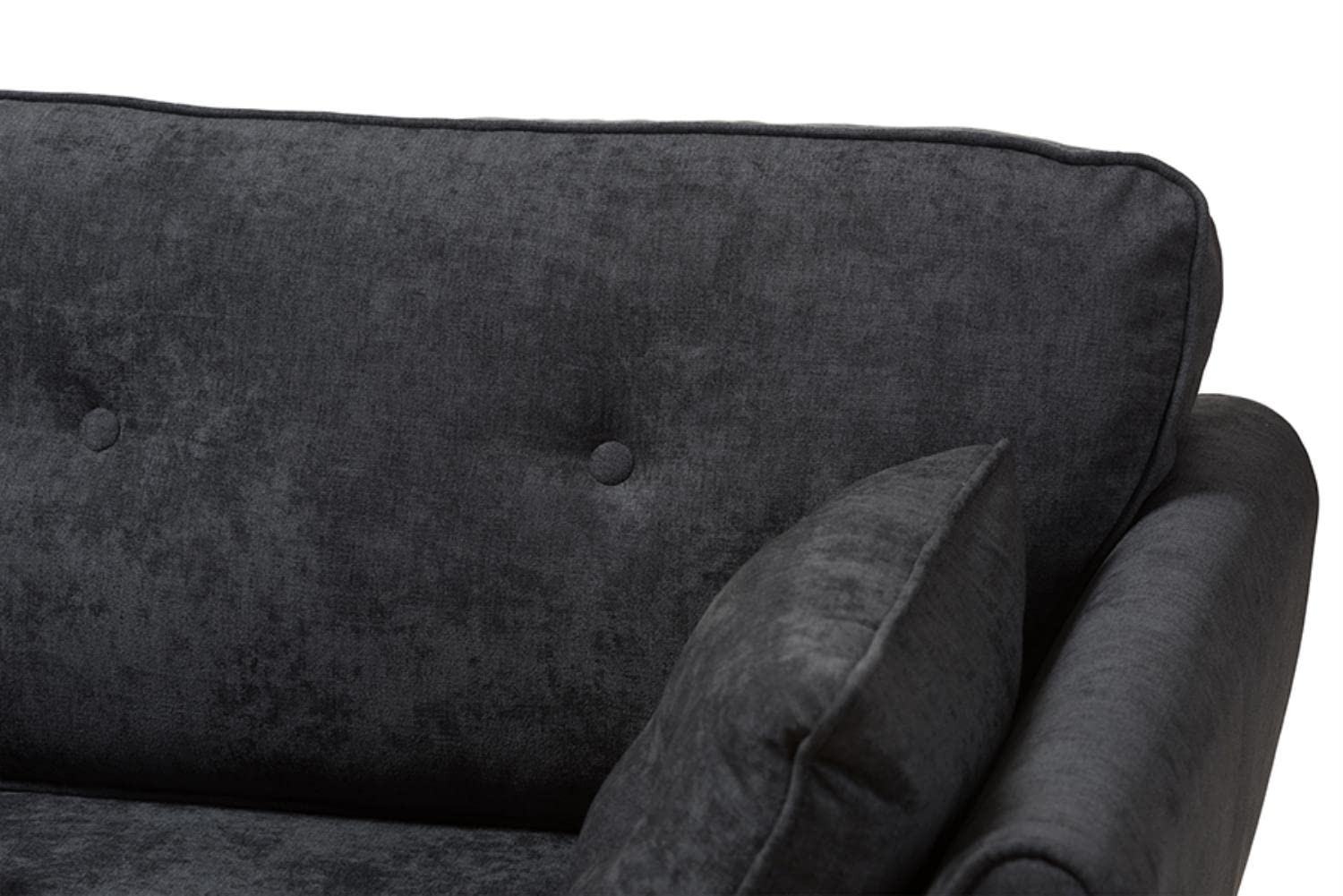 Baxton Studio Miranda Mid-Century Modern Dark Grey Fabric Upholstered 2-Piece Living Room Set Grey//Mid-Century/Fabric Polyester 100%&quot;/Pine Wood/Foam