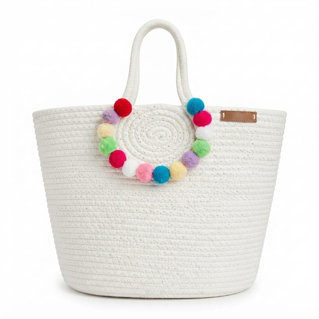 Jute Basket For Storage With Lid | Golden Button STyleish bag| Kitchen Basket For Storage | COTTON ROPE BAG | Use For Towels, Ha