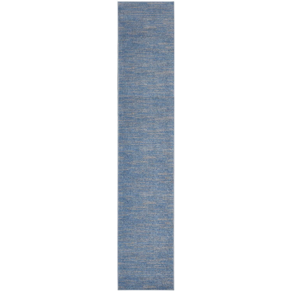 Nourison Essentials Solid Indoor/Outdoor Blue/Grey 2'2' X 20 Area Rug, Easy Cleaning, Non Shedding, Bed Room, Living Room, Dining Room, Deck, Patio, Backyard (2X20)