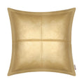 Brawarm Gold Leather Throw Pillow 20 X 20 Inches, Faux Leather Pillow Cover With Piping, Hand Stitched Leather Decorative Throw