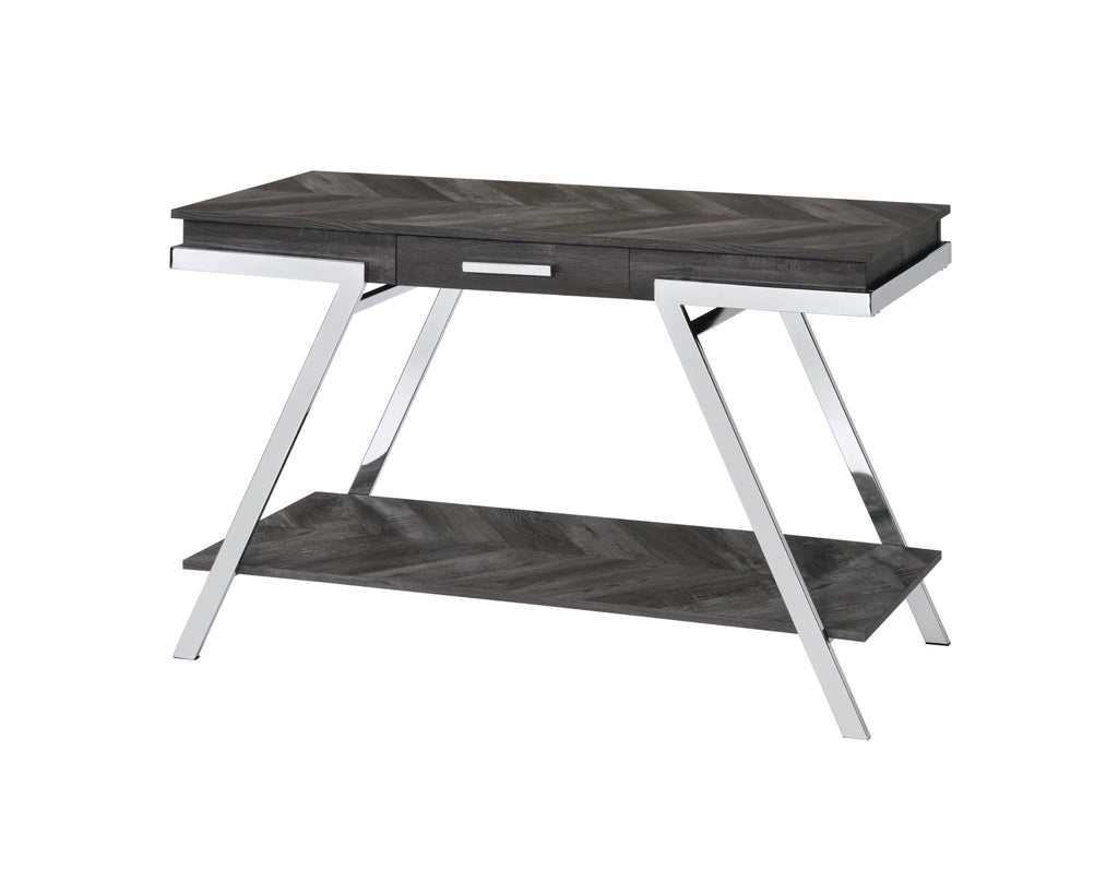 Steve Silver Co Roma Sofa Silvershield Top, Legs, Rustic Contemporary Style in Shadow Finish Table, 47.5 x 15.75 x 29.5, Dark Grey/Chrome