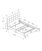Monarch Specialties I 5805F Bed, Full Size, Bedroom, Upholstered, Frame Only, Transitional