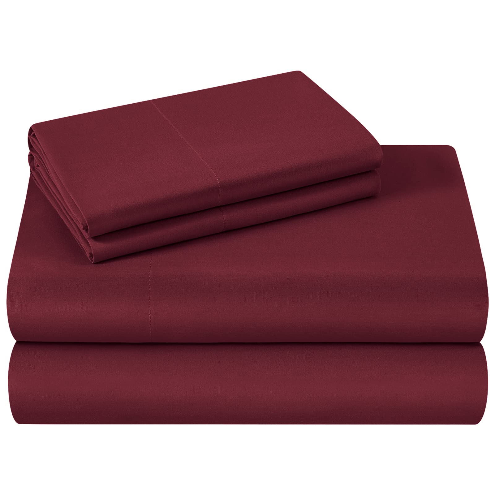 Homeideas Queen Size Bed Sheets - 4 Piece Set (Burgundy) - Extra Soft Brushed Microfiber 1800 Bedding Sheets, Maroon Sheets, Deep Pocket, Wrinkle & Fade Free