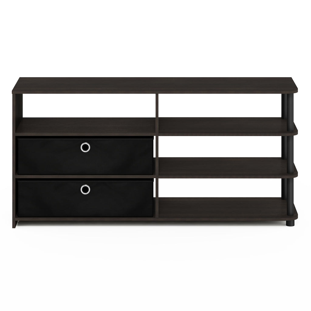 Furinno JAYA Simple Design TV Stand for up to 55-Inch with Bins, Walnut