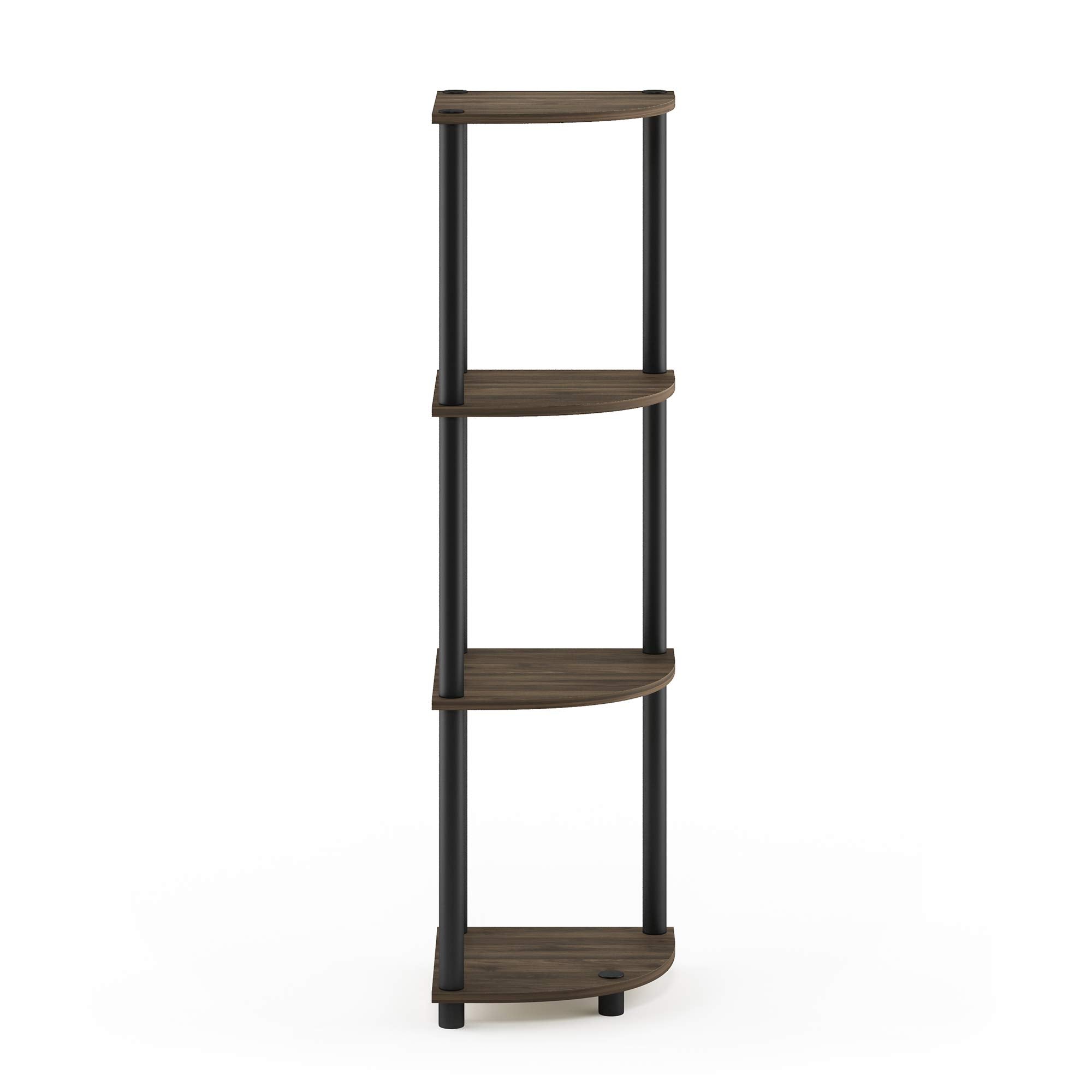 Furinno Turn-N-Tube 4-Tier Corner Display Rack Multipurpose Shelving Unit, Columbia Walnut/Black