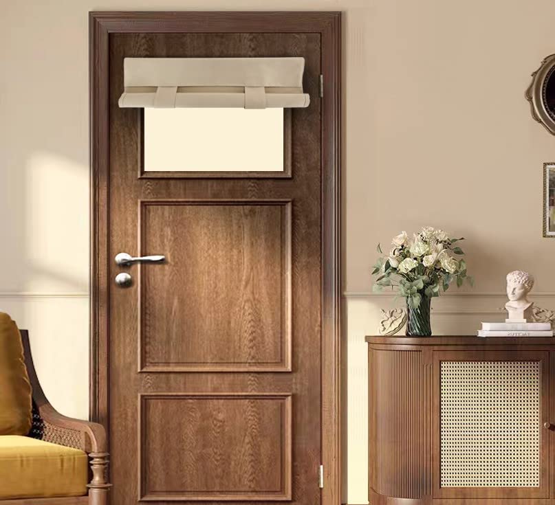 Pi Blackout Small Door Curtain,Privacy Thermal Insulated Door Window Curtain For Small Window/Small Front Door/Office 1 Panel (W26Xl20,Beige)