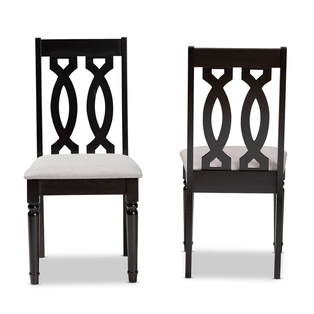 Baxton Studio Cherese Modern and Contemporary Grey Fabric Upholstered and Dark Brown Finished Wood 2-Piece Dining Chair Set