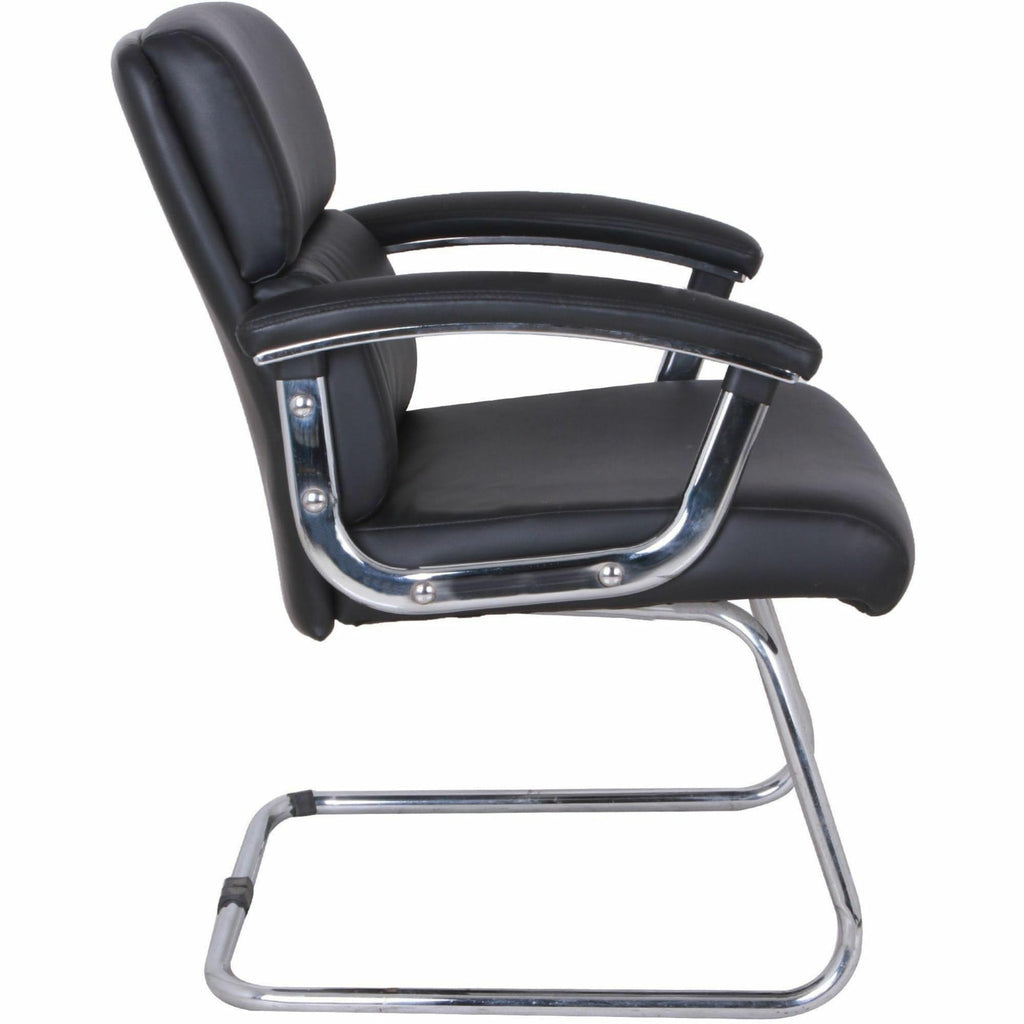 Lorell Sled Base Leather Black Guest Chair