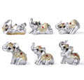 BRABUD Silver Resin Small Elephants Statues Home Decoration Collection Gift Set of 6 BS122 (Silver)
