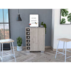 Depot E-Shop Denver Bar Cabinet, Six Built-in Wine Rack, Two Shelves, Single Door Cabinet, Light Gray