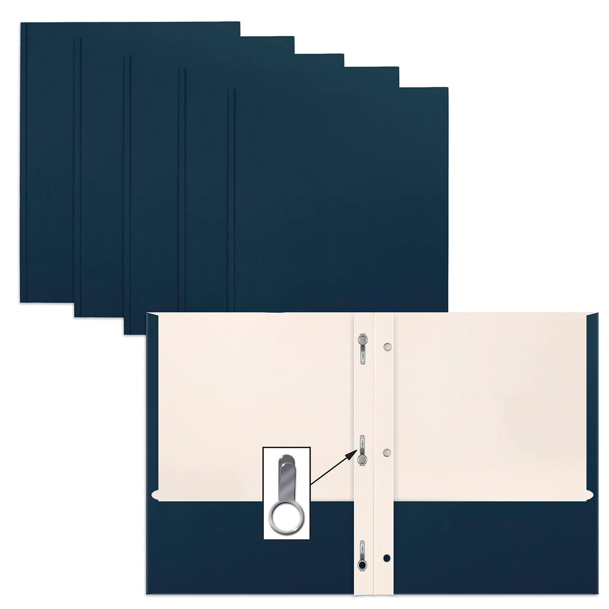 Better Office Products Navy Blue Paper 2 Pocket Folders With Prongs, 50 Pack, Matte Texture, Letter Size Paper Folders, 50 Pack,