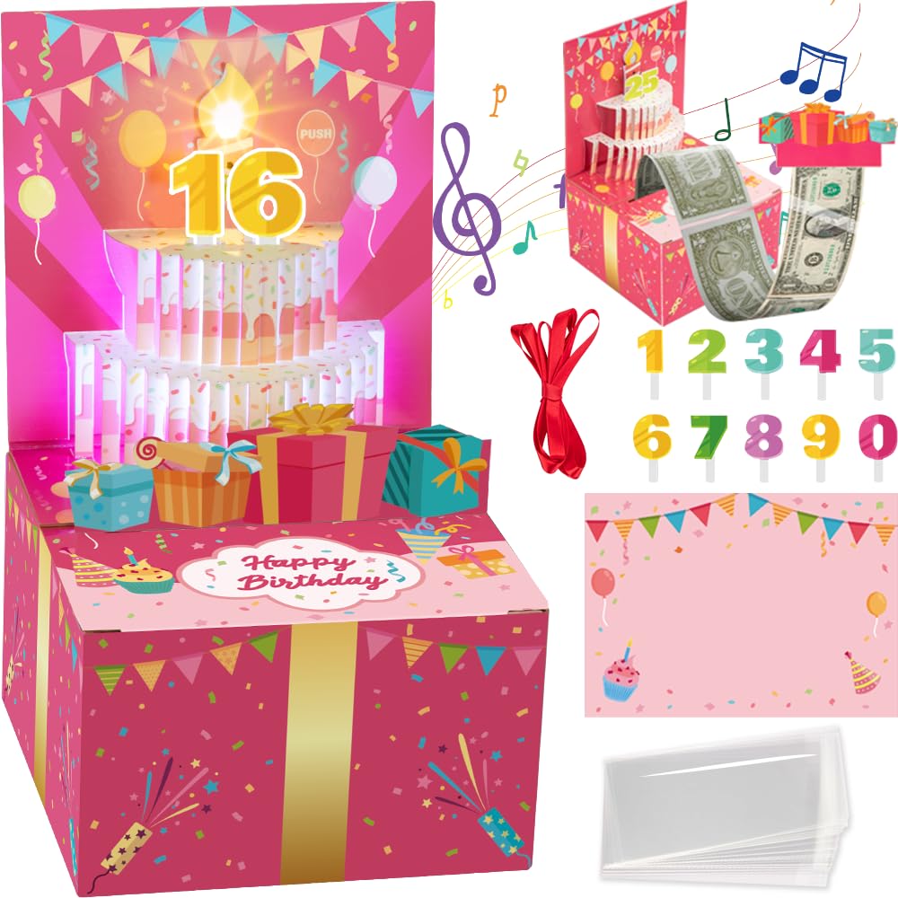Surprise Cool Happy Birthday Card, Musical Pop Up Birthday Card, Money Roll Gift Box, Birthday Money Pull Box, Money Box For Cas