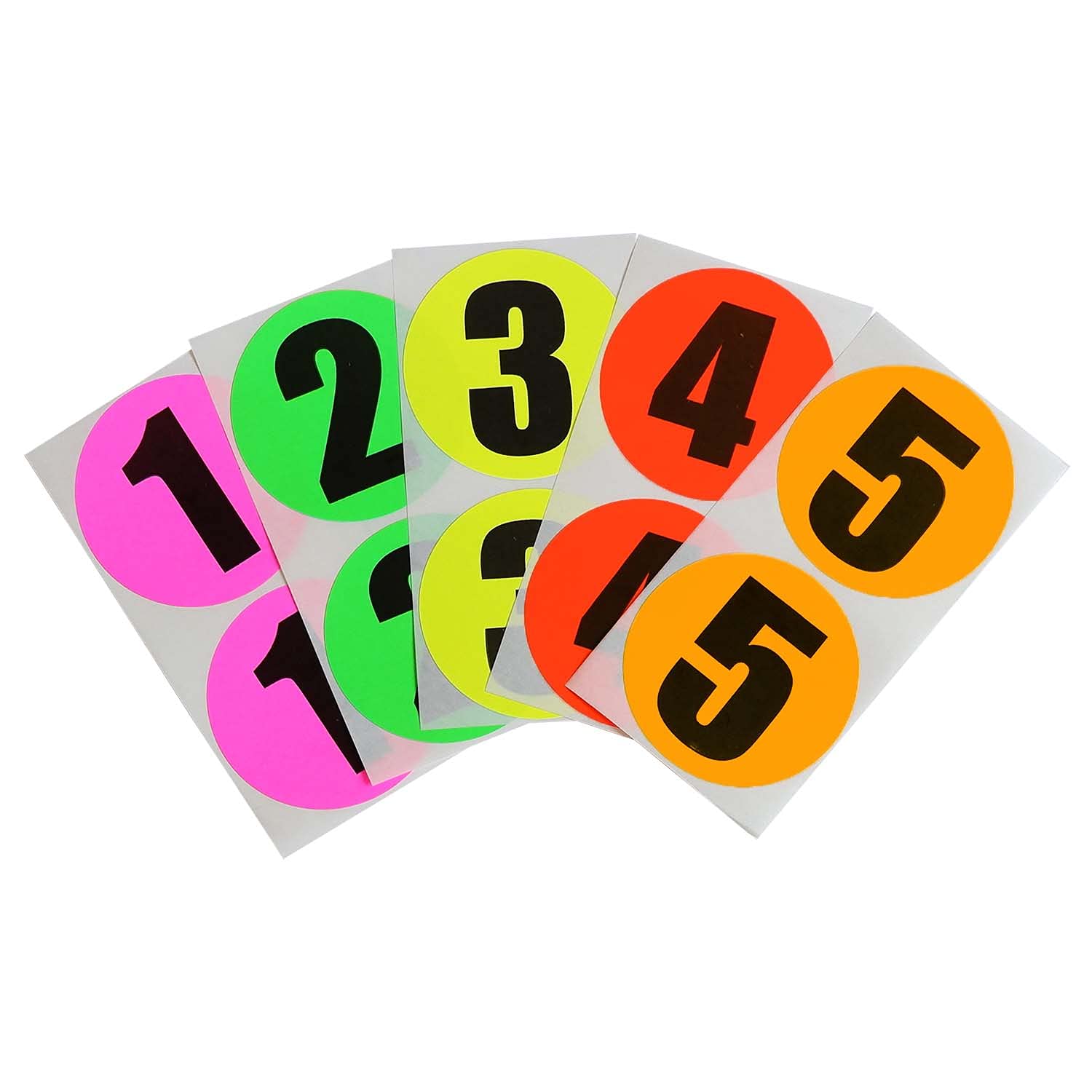 Chromalabel 3 Inch Round Label Removable Color Code Dot Stickers, Numbered Inventory Labels, 100 Labels Per Pack, Assorted Fluor