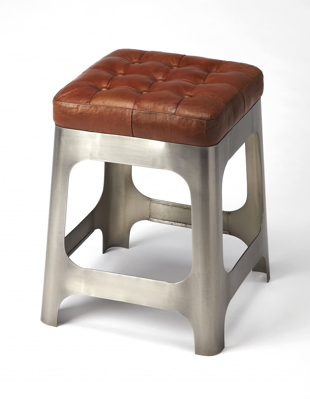 HomeRoots Multi-Color Iron, Wood, Leather Iron and Leather Counter Stool