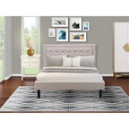 East West Furniture FN08Q-1VL0C 2-Piece Fannin Queen Bedroom Set with 1 Queen Bedframe and a Small End Table - Reliable and Sturdy Manufacturing - Mist Beige Linen Fabric