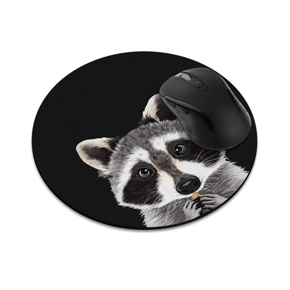 Non-Slip Round Mousepad, Wirester Raccoon Mouse Pad For Home, Office And Gaming Desk