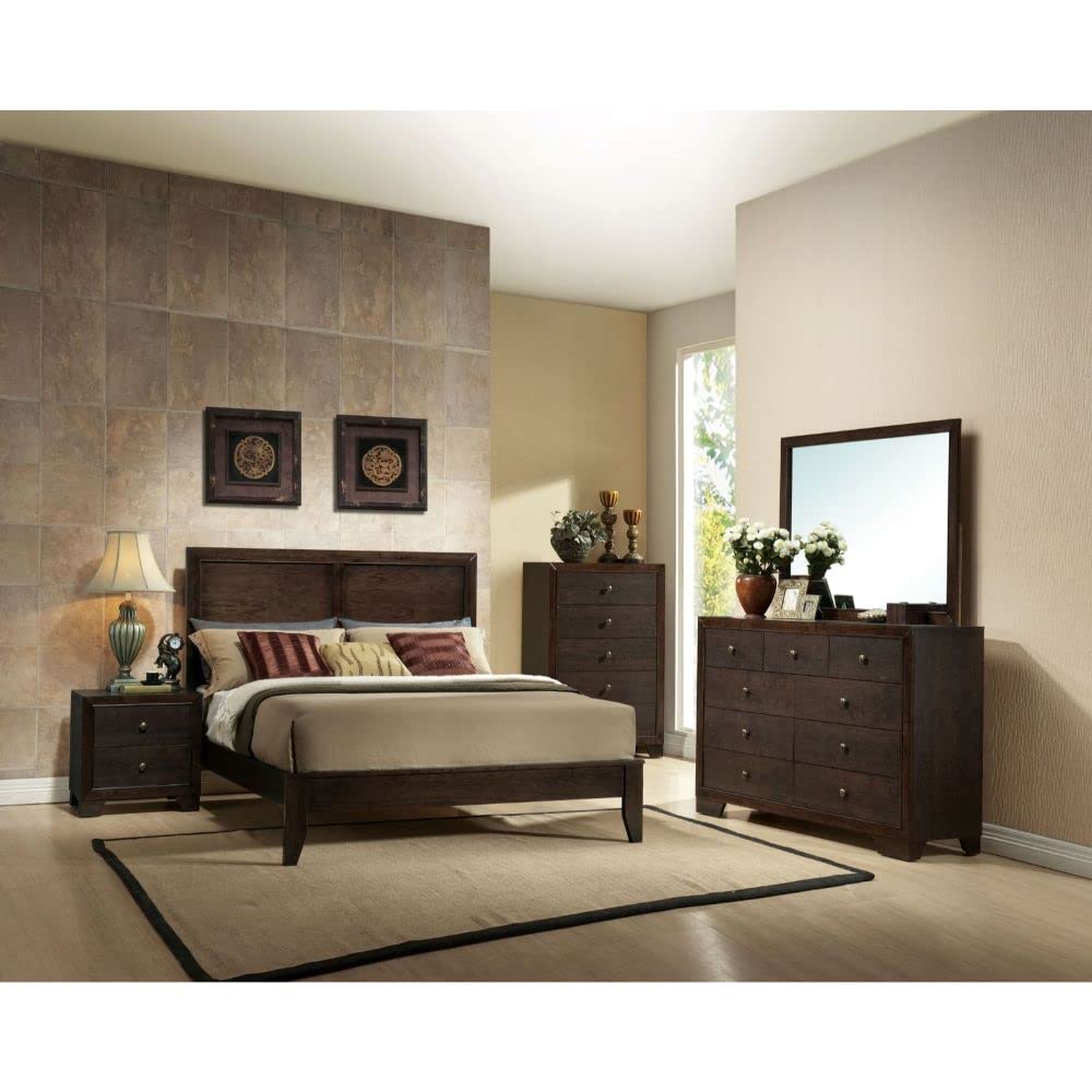 Acme Madison Queen Wooden Panel Bed In Espresso