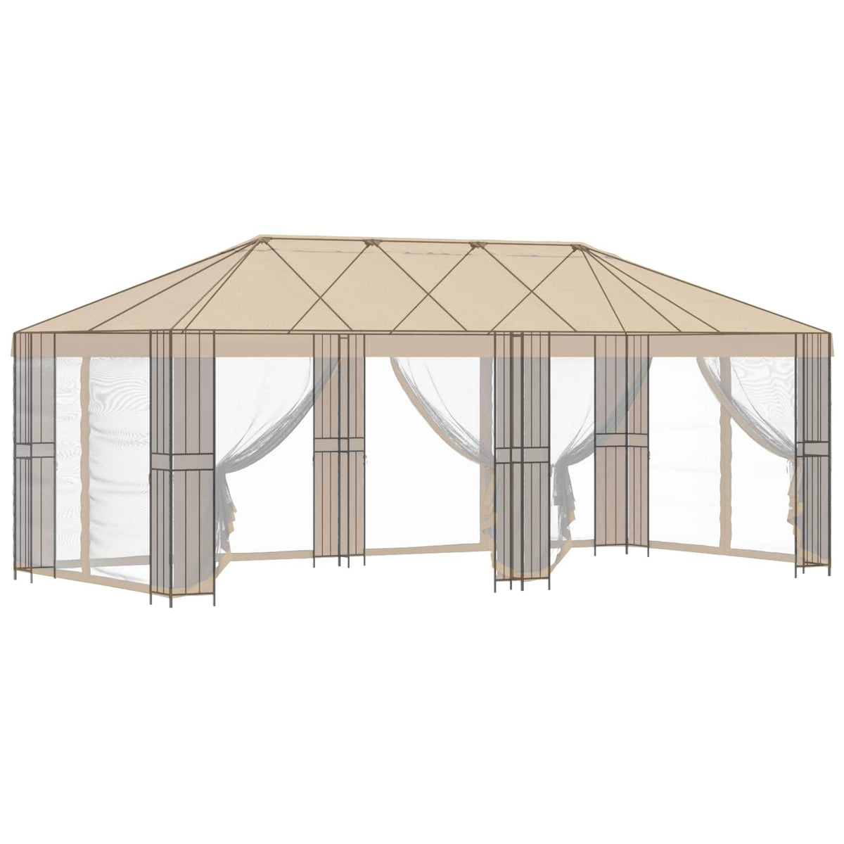 vidaXL Gazebo Frame Without Gazebo Fabric 19.69 x 9.84 ft Black Steel