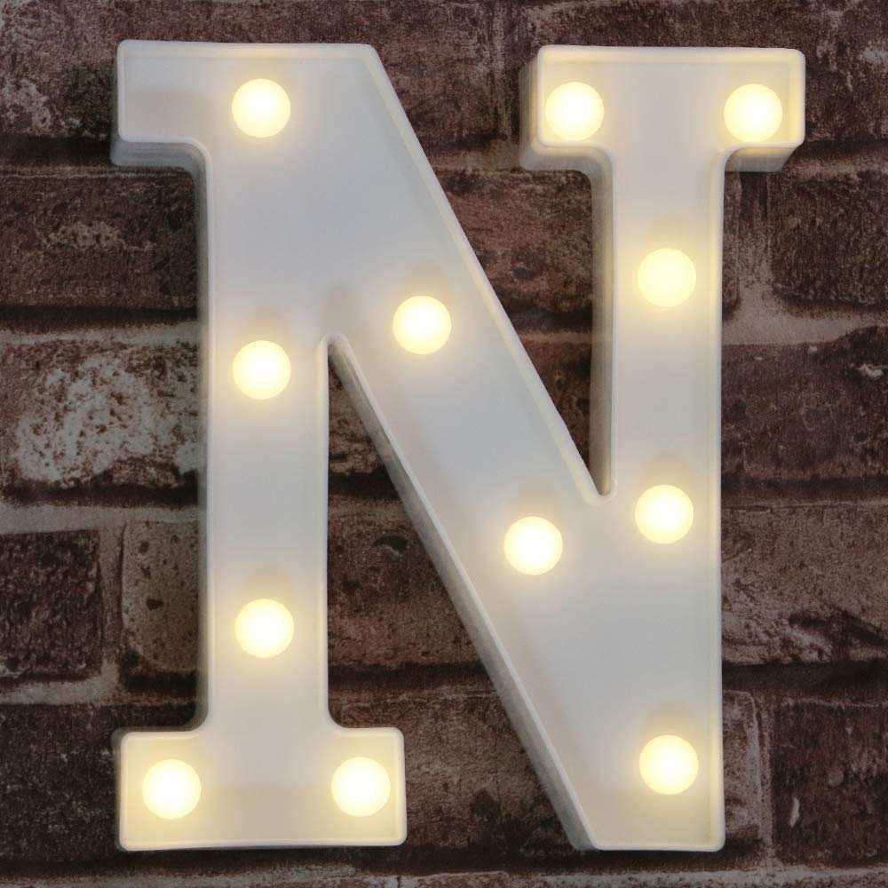 Pooqla LED Marquee Letter Lights Sign, Light Up Alphabet Letter for Home Party Wedding Decoration N