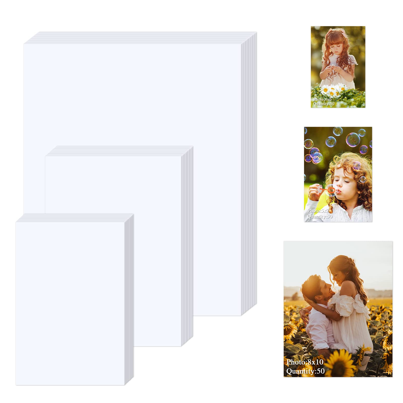 Zbeivan Photo Paper 4X6, 5X7, 8X10 Inch High Glossy Paper 150 Sheets, 200 Gsm Paper For Printer (4X6 50 Sheets, 5X7 50 Sheets, 8