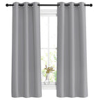 Nicetown Silver Grey Bedroom Curtains 63 Inch Length 2 Panels Set - Solid Thermal Insulated Grommet Light Blocking Blackout Curt