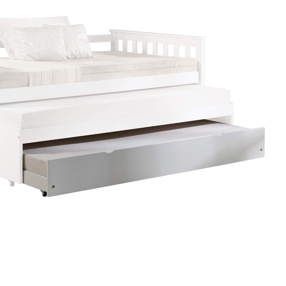 HomeRoots 41' X 77' X 10' White Wood Casters Daybed - Trundle