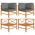 vidaXL Corner Sofas 2 pcs with Dark Gray Cushions Solid Teak Wood