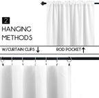 Koufall White Curtains For Small Bathroom Window,50% Blackout Short Curtains For Bedroom,24 X 30 Inch Length