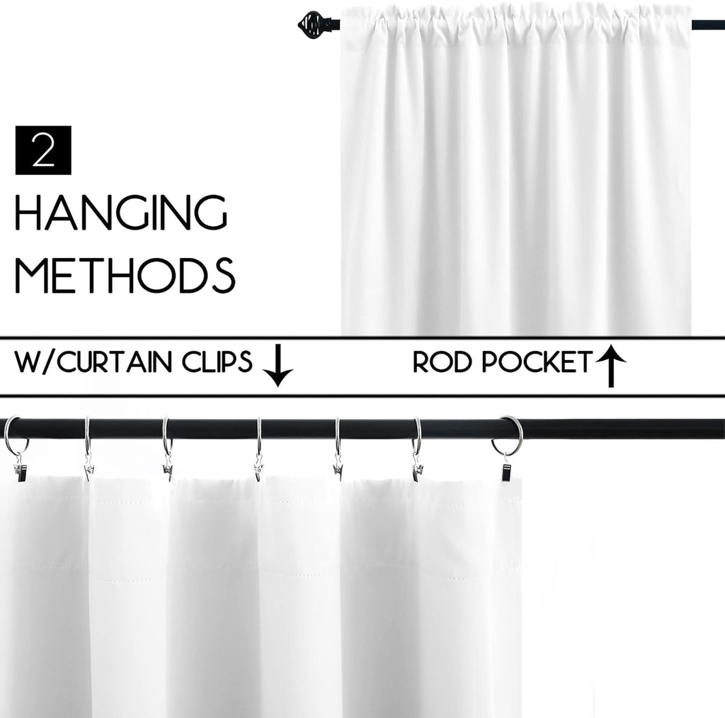 Koufall White Rod Pocket Blackout Tier Short Curtains 52X24 Inches Long