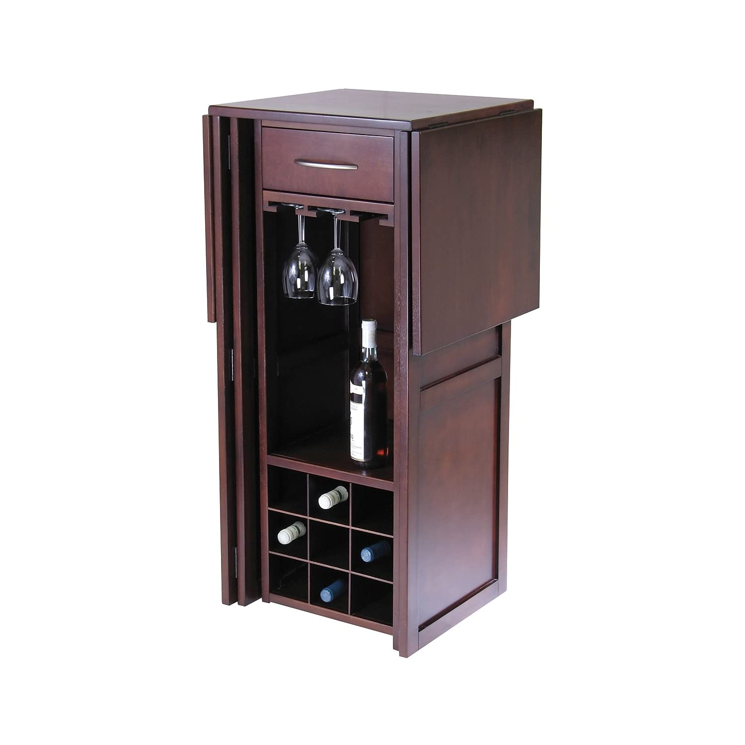 Winsome Newport 40.16 x 50 x 17.87-Inch Wood Expandable Counter Wine Bar, Antique Walnut (94350)