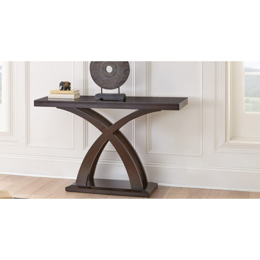 Steve Silver Company Jocelyn Sofa Table, 48" W x 18" D x 30" H, Espresso Cherry Finish, Decorative Base with Double Edge Tops