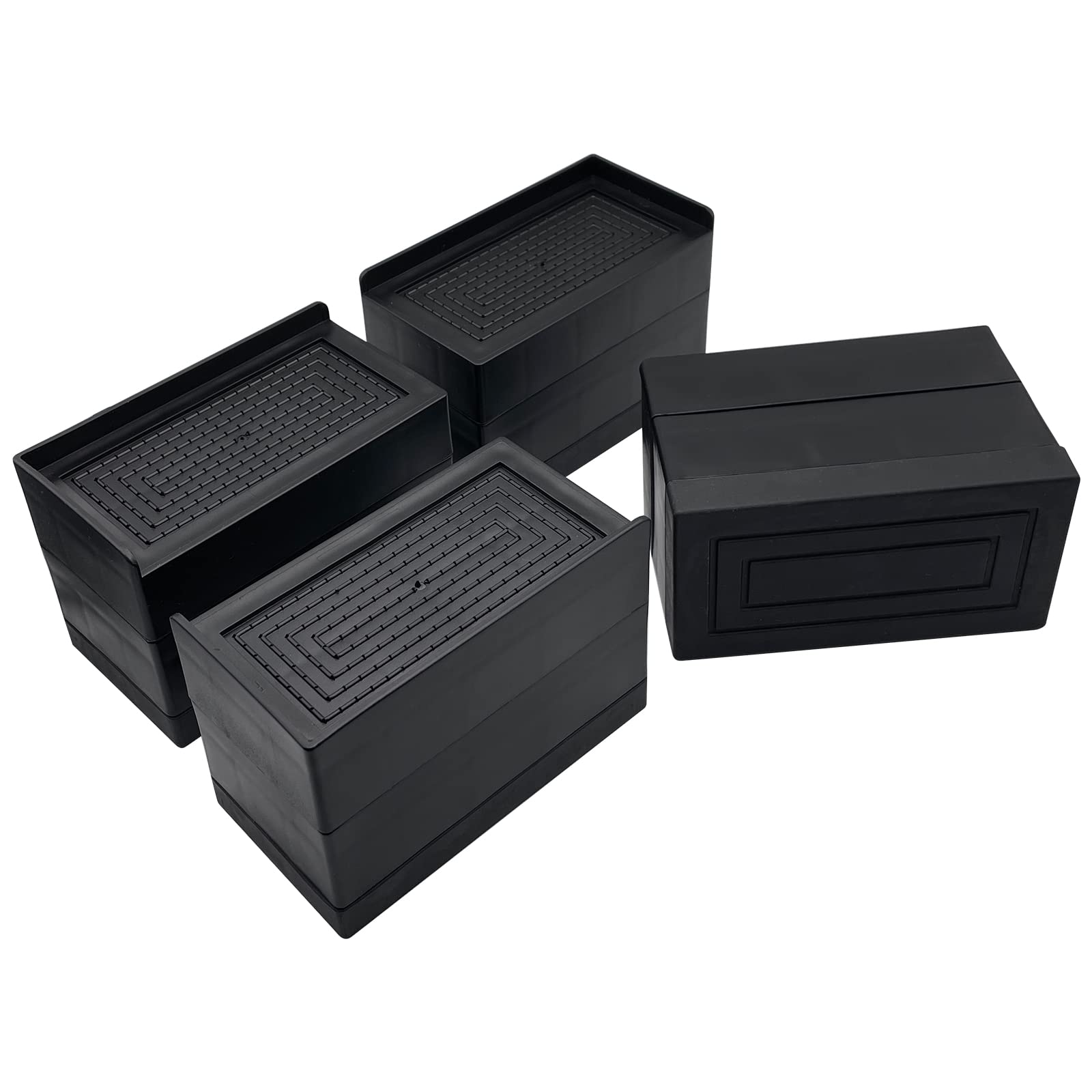 Jonhwi Bed Lifts Risers, Heavy Duty Furniture Elevator In Heights Of 2, 3 Or 4 Inch, Raising Blocks For Bed, Couch, Desk, Sofa, Tables, Headboard Stilts (Black, 4 Pack Set)