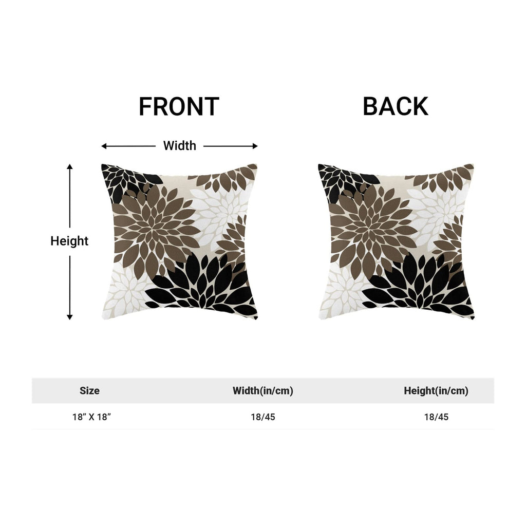 Brown Black White Pillow Covers 18X18 Inch Set Of 2 Dahlia Floral Decor Throw Pillows Summer Modern Geometry Flower Outdoor Deco