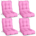 Eagle Peak Tufted Outdoor/Indoor Seat/Back Chair Cushions, Set Of 4, 42' X 21', Pink