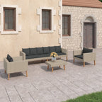 vidaXL 4-Piece Patio Lounge Set with Cushions - Durable PE Rattan Outdoor Sofa and Coffee Table Set - Powder-Coated Steel with Teak Looking Finish and Anthracite Cushions - Ideal for Garden, Terra...