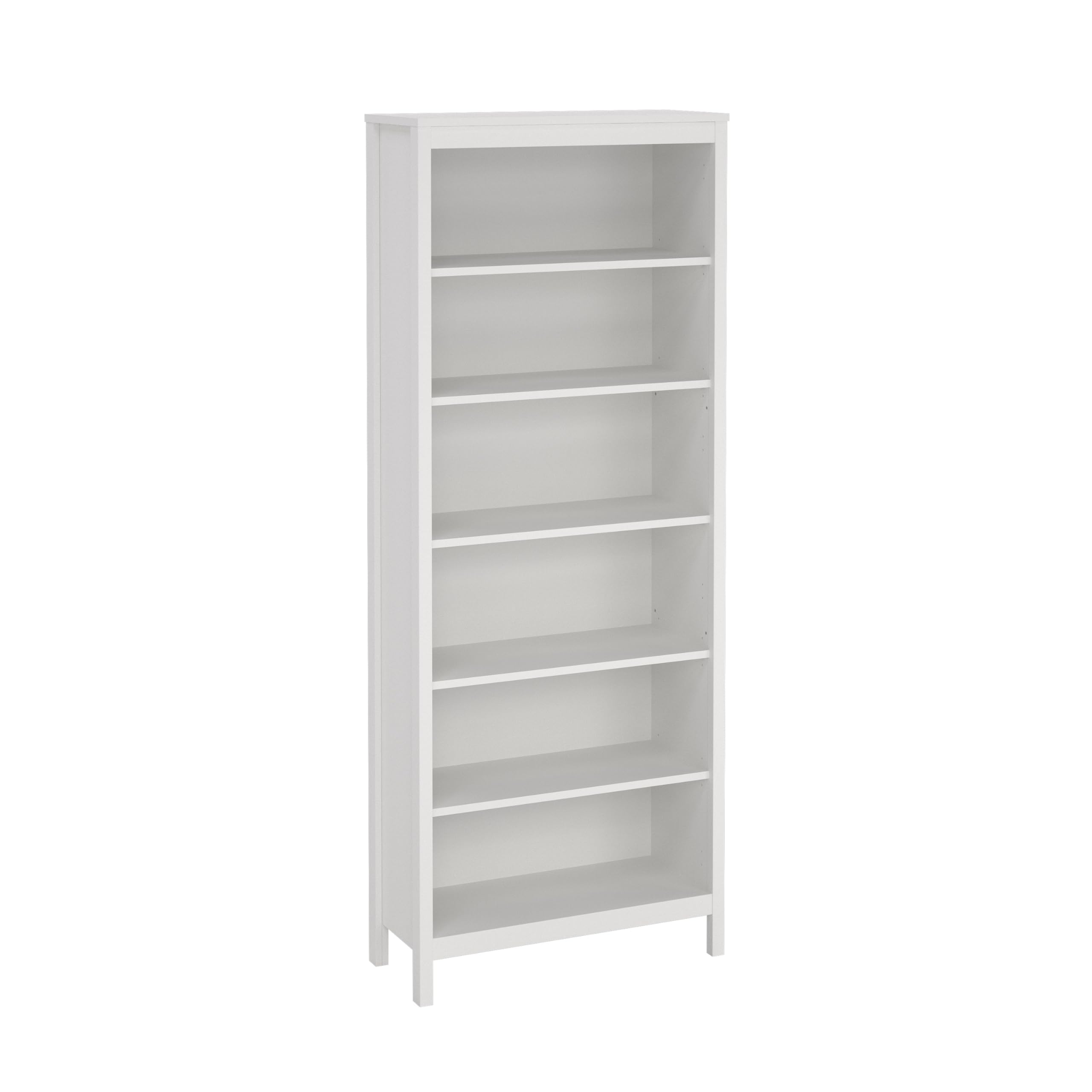 Madrid Adjustable 6 Shelf Bookcase, Open Storage Home Office Bookshelf, White