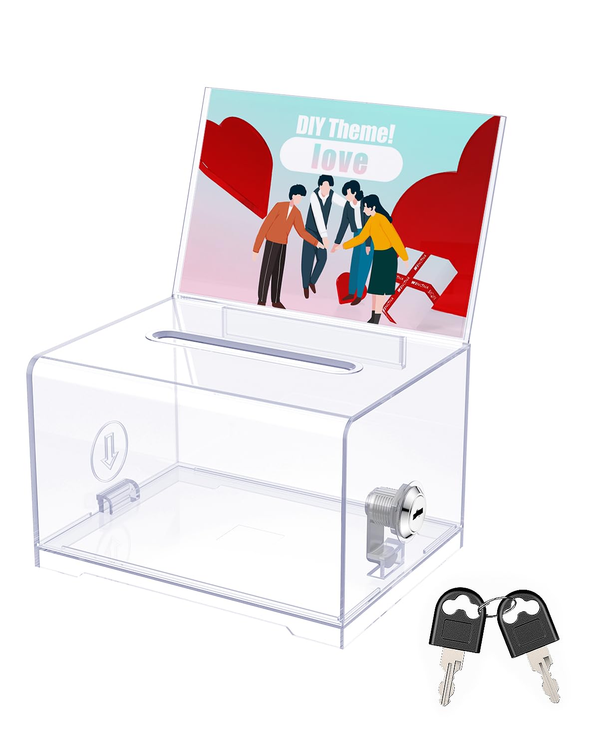 Uniclife Acrylic Donation Box With Lock And Sign Holder Clear Ballot Box With Slot Plastic Suggestion Box Storage Container For
