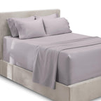Hearth & Harbor Fits Mattress Up To 21', Double Brushed Bedding Sheets & Pillowcases, Microfiber, Light Lavender, Split King Si
