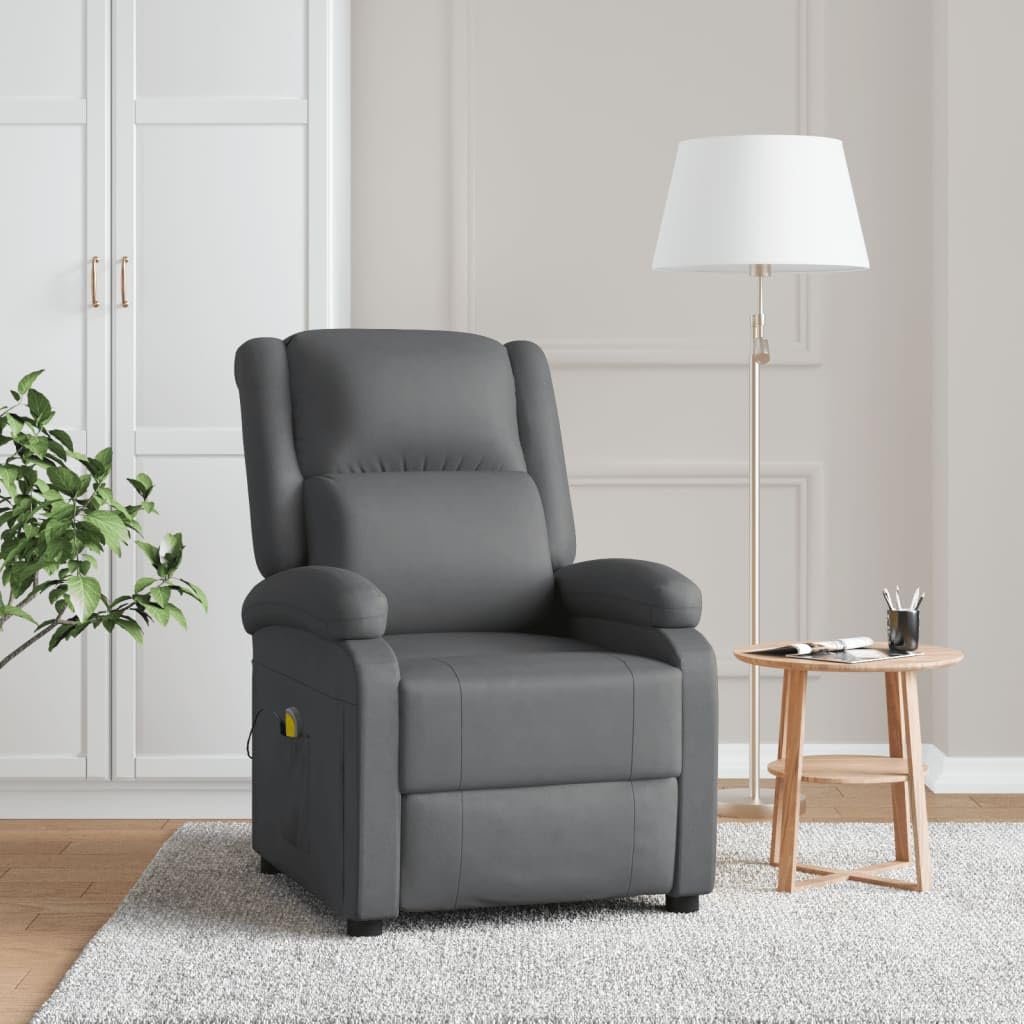 vidaXL Modern Anthracite Massage Recliner Chair with Faux Leather Upholstery, Perfect for Home and Office Relaxation