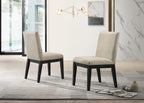 Lilola Home Jasper Set of 2 Ebony Black Finish Beige Fabric 19" W Dining Chair