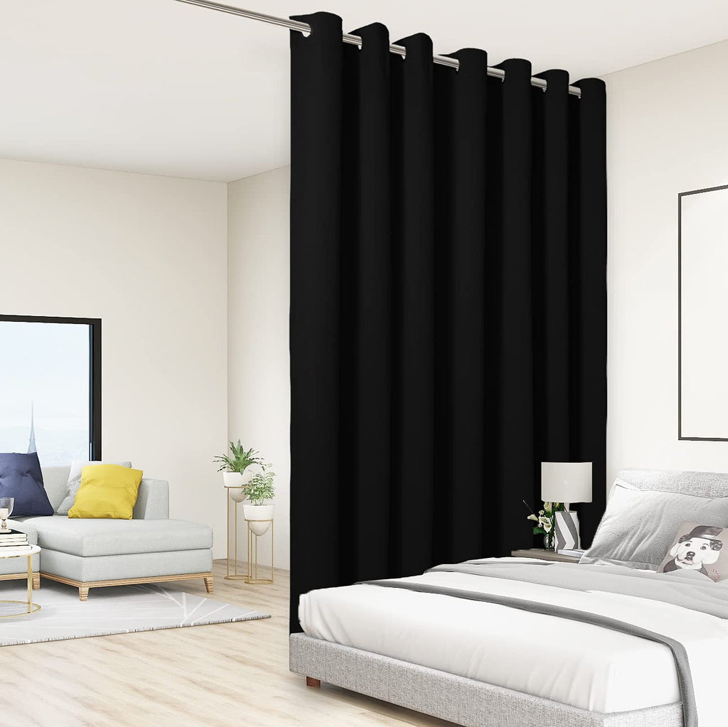 BONZER Extra Wide Room Divider Curtain Total Privacy Wall Noise Reducing Blackout Curtains for Patio Sliding Glass Door, 96L x 1
